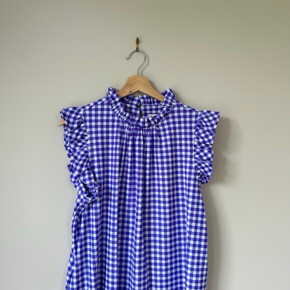 Jude Connally Shari Swing Gingham Print Sleeveless Mini Dress Purple L NWT - Picture 4 of 8